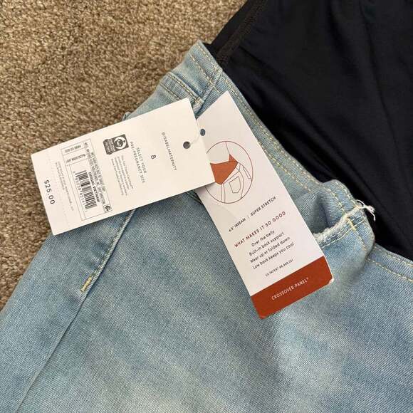 Isabel Maternity by Ingrid & Isabel Crossover Panel Midi Maternity Jean Shorts - Picture 2 of 3